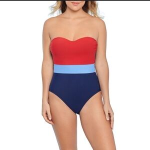 Sonnet Shores Women’s One Piece Swimsuit Womens Sizes 16 Blue and Red NWT